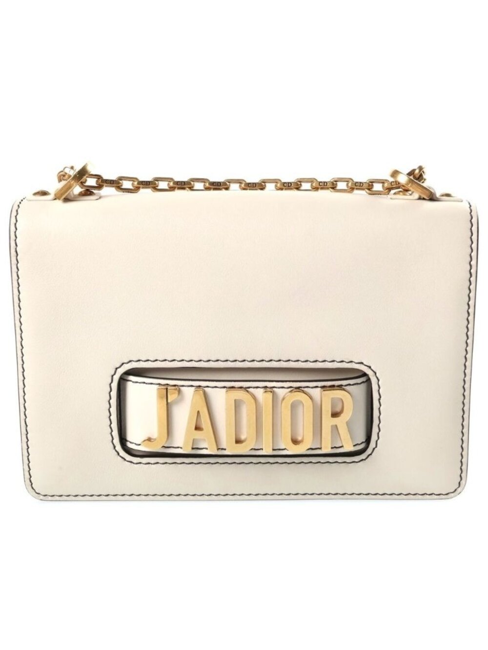 Dior J'Adior Chain Flap Shoulder Bag Ivory Leather Gold